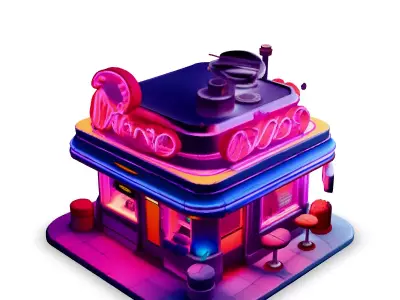 Retro DriveIn Diner LowPoly 3D Model Low-poly 3D model