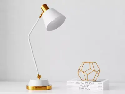 Adjustable Metal Desk Lamp White Low-poly 3D model