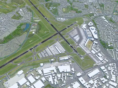 Hamburg Airport 10km Low-poly 3D model