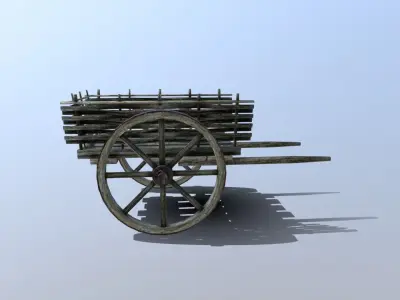 Medieval Wattle Cart Low-poly 3D model
