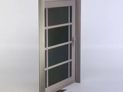 Window door with glass panels Low-poly 3D model