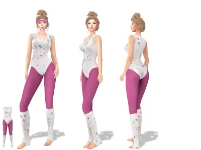 70s Aerobics Legwarmers And Leotard V1 Low-poly 3D model