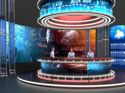 Virtual NEWS TV Studio 3D model