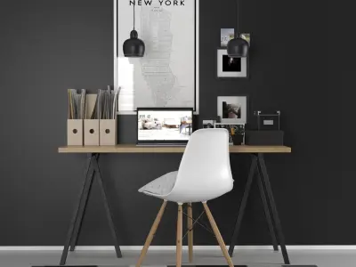 Desktop home office desk - bedroom furniture sets home 3D model