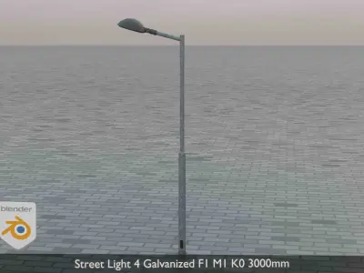 Street Light 4 Galvanized F1 M1 K0 3000mm Low-poly 3D model