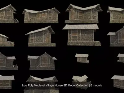 Low Poly Medieval Village House 3D Model Collection 3D Model Pack