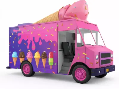 Ice Cream Truck Mobile Dessert Food Delivery Vehicle 3D model