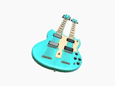 Electric Guitar E04 Light Blue - Music Instrument Design Low-poly 3D model