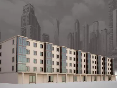 Modern stone facade building Free 3D model