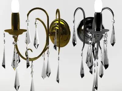 Gold and silver wall lights Low-poly 3D model