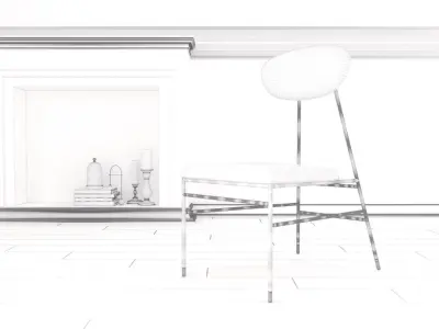 Chair modern dining in tan leather 3D model