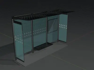 Bus Stop Version 1 with foundation Low-poly 3D model