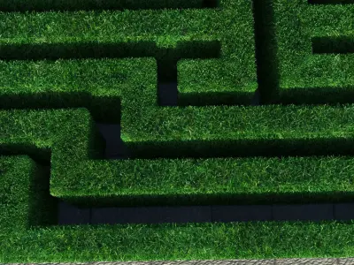 Rectangular Maze With Grass 3D model