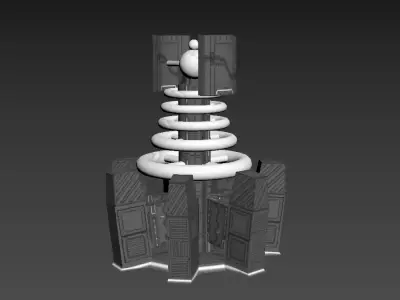 TeslaTower tower with spiral staircase Low-poly 3D model