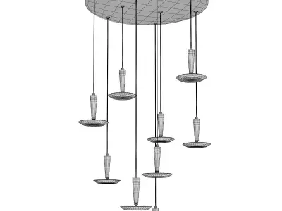 Hilite 9 Light White Glass Pendant Light Low-poly 3D model