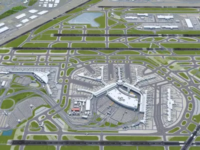 OHare International Airport 15km Low-poly 3D model