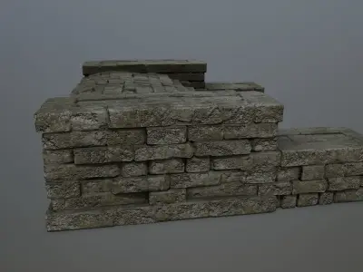 Ruin Stairs Low-poly 3D model 6