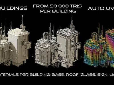 Sci-Fi Buildings Pack - 30 Buildings 3D model