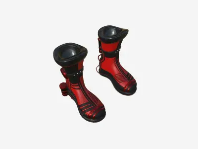 SciFi Boots A02 Red Black - Character Design Fashion Low-poly 3D model