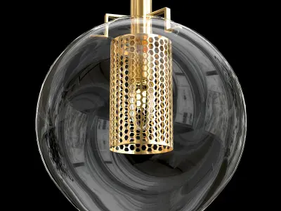 JUSTT three gold and glass pendant lights 3D model