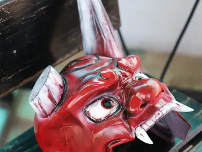 Street Fighter 6 Akuma Mask - Oni Hannya Samurai Ghost Mask 3D print model