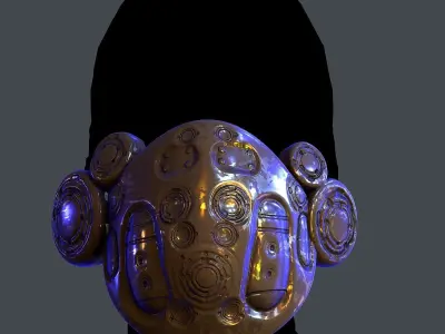 Gas mask helmet scifi Low-poly character art game space  Low-poly 3D model 6