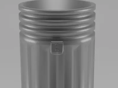 Bin silver low polly model Low-poly 3D model