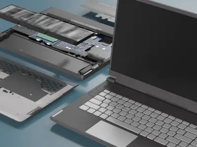  Dell Gaming Laptop Chassis with Open Internal Components Black 