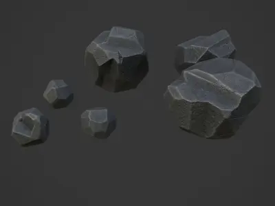 Stylized stones pack Low-poly 3D model