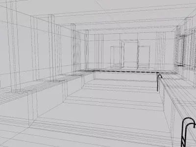 Dirty Public Swimming pool Low-poly 3D model