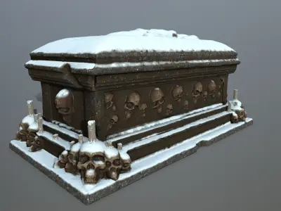 tomb 1 casket with snow Low-poly 3D model
