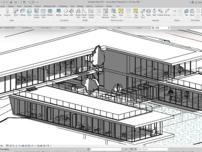 Modern beach house Revit and Vray 3ds max 3D model
