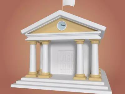 Iconic Cartoon University Low-poly 3D model