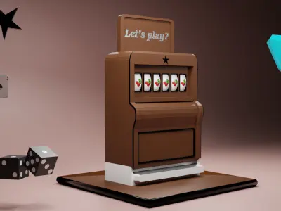 Low poly slot machine 1 Low-poly 3D model