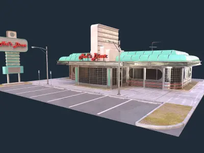American Diner Low-poly 3D model