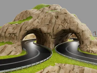 Road map Low-poly 3D model