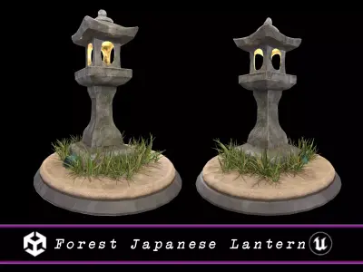 Forest Japanese Lantern Low-poly 3D model