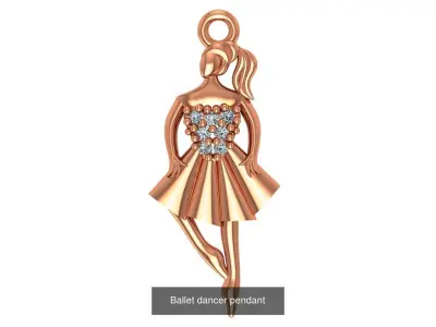 8 Ballet Dancer Charm Pendant 3D Model Pack