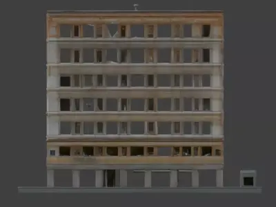 Ruined High-Rise Apartment Building 3D Model Low-poly 3D model