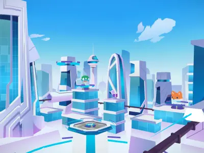 Futurist cityscape asset moderncity asset pack Low-poly 3D model