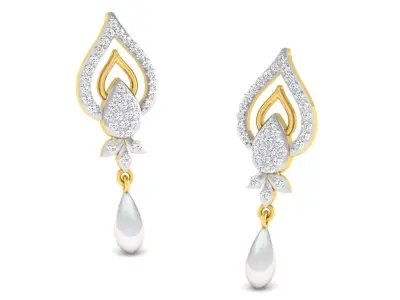 Gold Diamond Women Earring 3D print Model 3D print model 105