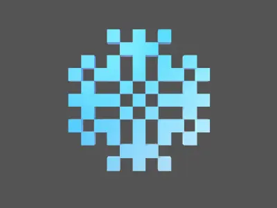 Pixel Snowflake v2 004 Low-poly 3D model
