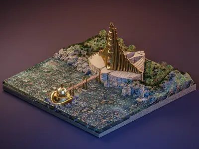 Asgard Royal Palace of Valaskjalf - Thor Low-poly 3D model