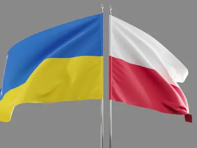 Flag Poland Ukraine Support 3D model