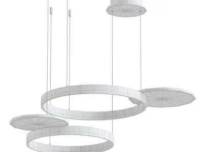 THE282 gold chandelier with three circles hanging from it 3D model
