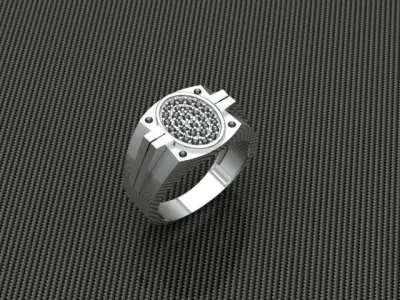 Rings gold and silver ring with diamonds 3D print model