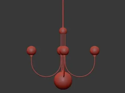 Coco 5 Light Aged BrassWhite LED Chandelier  3D model
