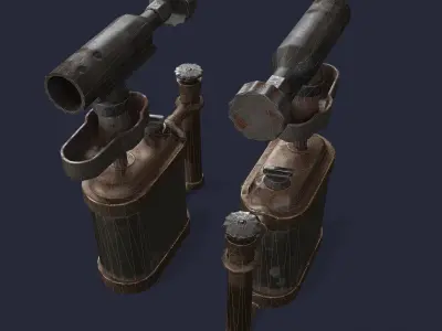 Blowtorch two gas cylinders Low-poly 3D model