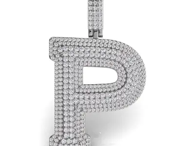 Alphabet Latter P Diamond Pendent 3D print model