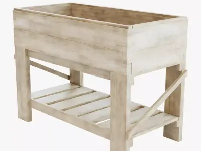 Wooden planter Low-poly 3D model